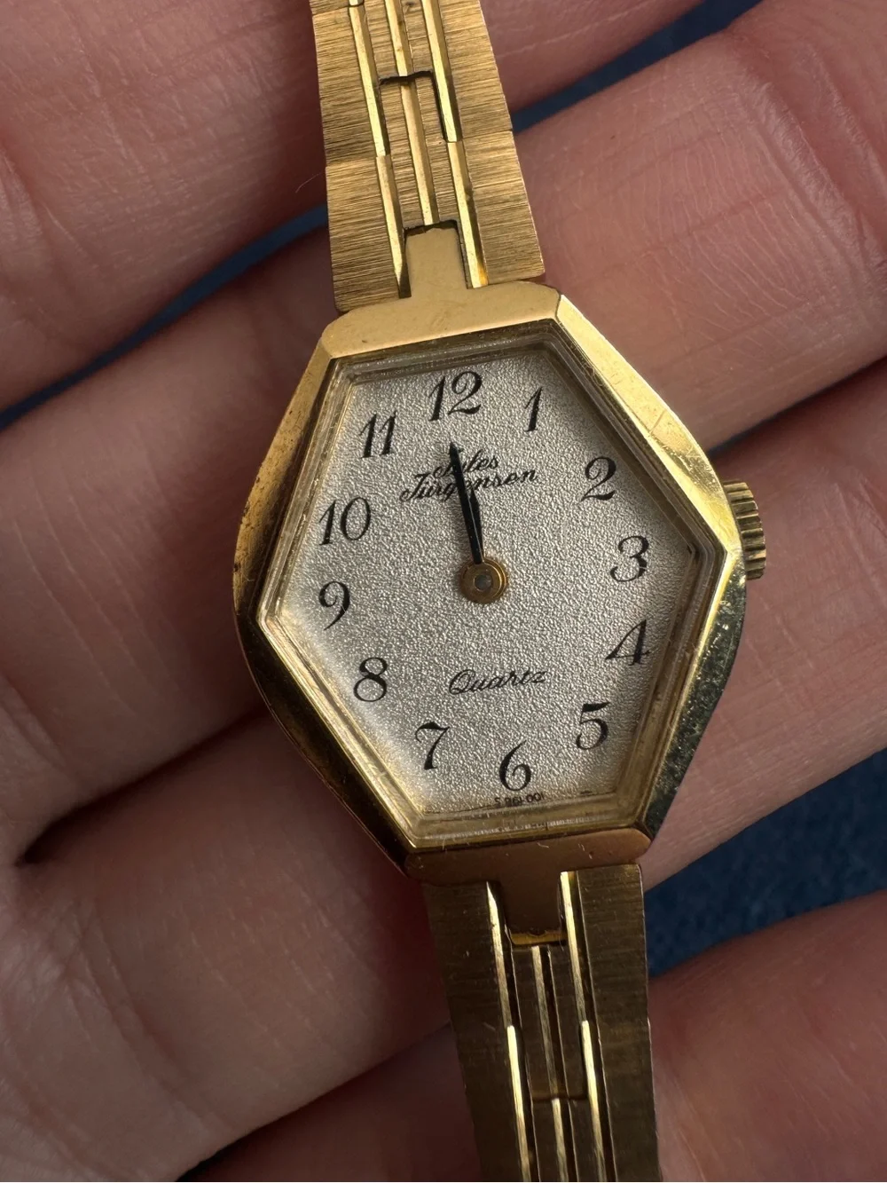 Vintage Jules Jurgensen Gold tone hexagonal case Ladies Quartz Watch